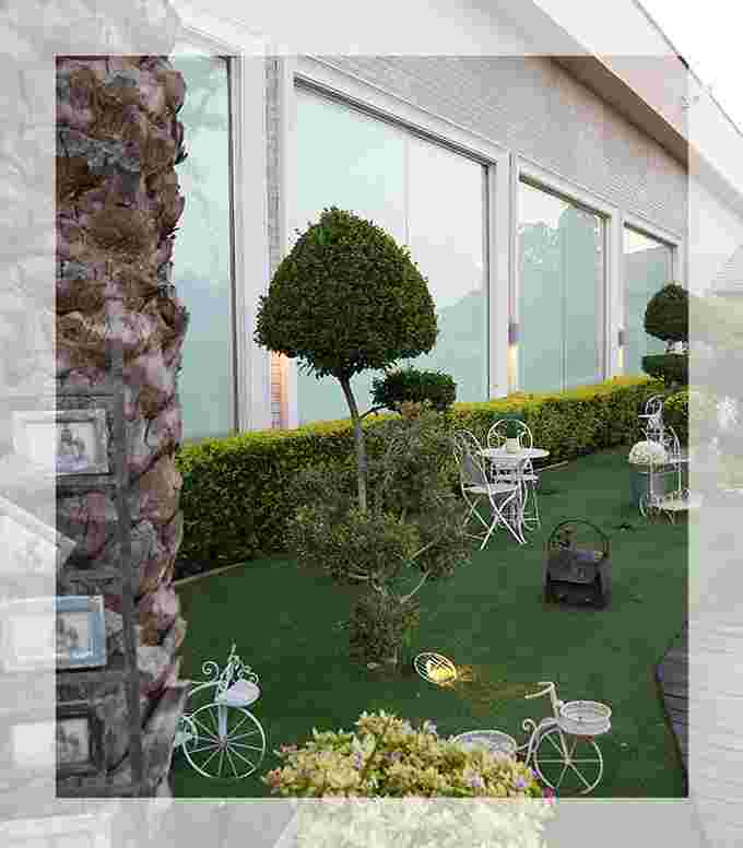 גן האירועים ברקע האולם